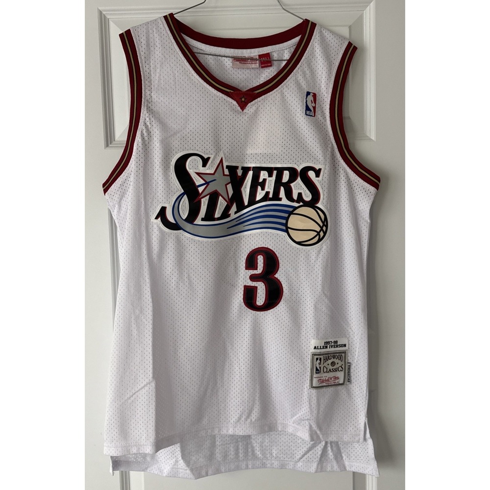Authentic 1997 98 Allen Iverson 76ers Sixers Mitchell Ness Jersey Sz- 44 LG